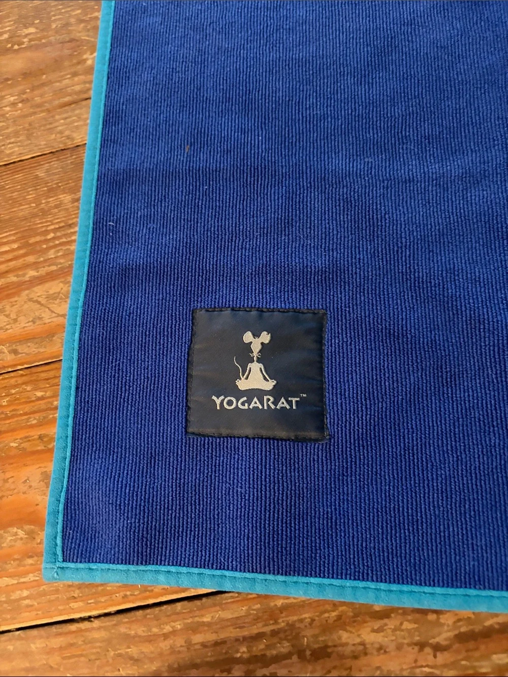 Yogarat Blue Yoga Towel with Teal Edge